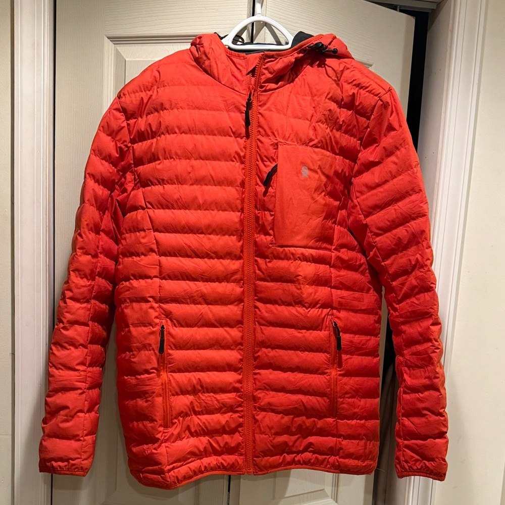 Men's Little Donkey Andy Orange Puffer Jacket Size Med.